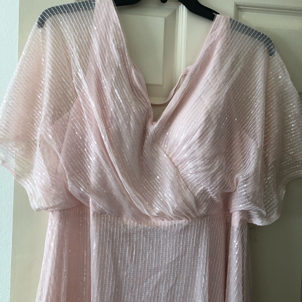 Blush Pink Sparkle V-Neck Women’s Dress